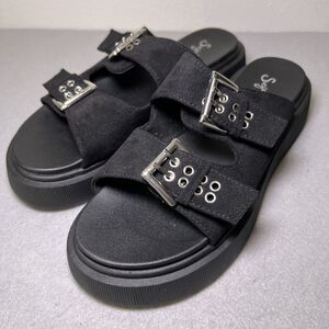 Seychelles Buckle Platform Sandals Women’s Sz 10 Black Anthropologie READ